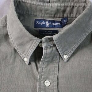 Ralph Lauren Blake Corduroy Button Down Shirt Men Green Long Sleeve Polo L Large